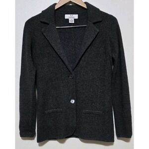 Magaschoni 100% Cashmere Sweater Blazer Gray Cardigan 2 Button Busines Career XS